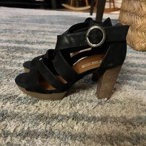 Paul Green black sandal heel, size 6.5.